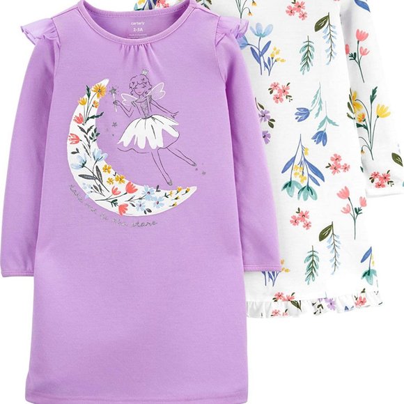 NWT 4 5 fairies floral easter spring fall nightgown carters hanukkah winter moon